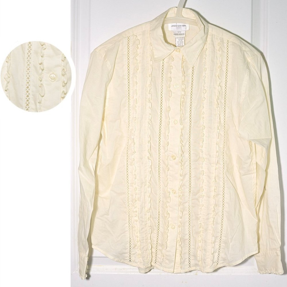 Prob Unworn Jones New York Ruffled Cotton Blouse